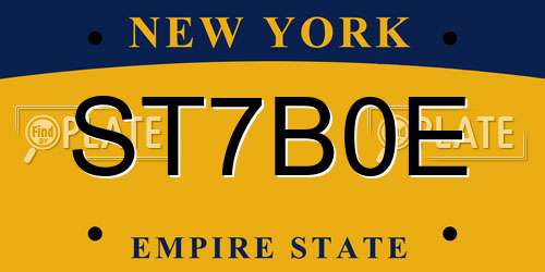ST7B0E New York License Plate