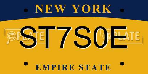 ST7S0E New York License Plate