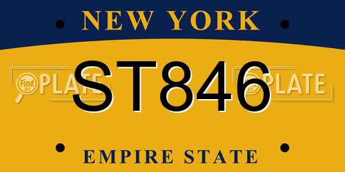 ST846 New York License Plate