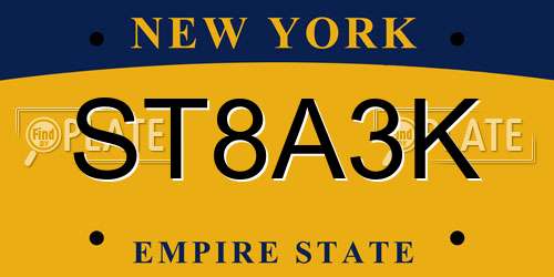 ST8A3K New York License Plate