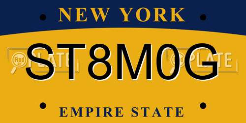 ST8M0G New York License Plate