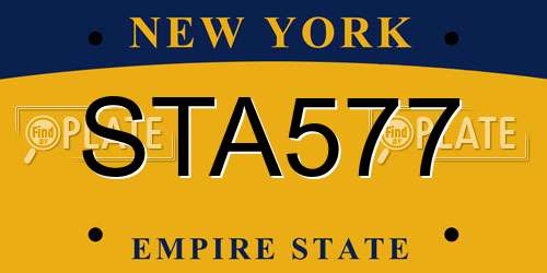 STA577 New York License Plate