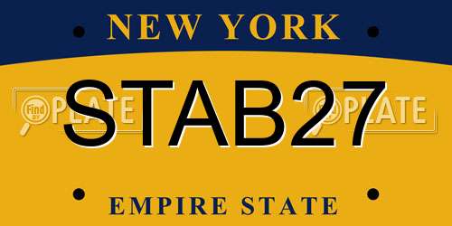 STAB27 New York License Plate