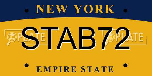 STAB72 New York License Plate