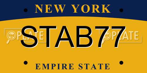 STAB77 New York License Plate