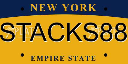 STACKS88 New York License Plate