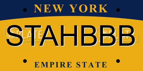 STAHBBB New York License Plate