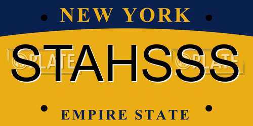 STAHSSS New York License Plate