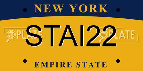 STAI22 New York License Plate