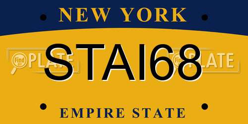 STAI68 New York License Plate