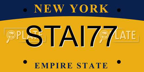 STAI77 New York License Plate