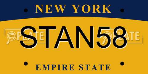 STAN58 New York License Plate