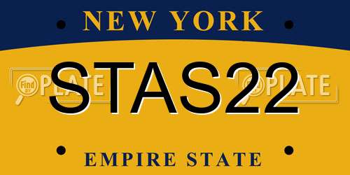 STAS22 New York License Plate