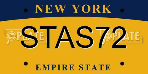 STAS72 New York License Plate
