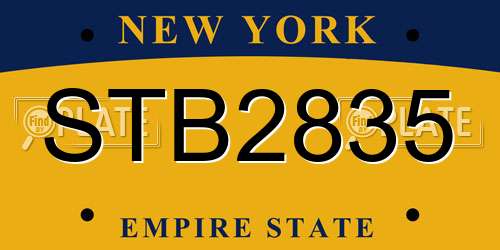 STB2835 New York License Plate