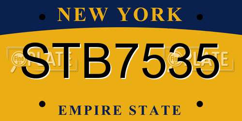 STB7535 New York License Plate