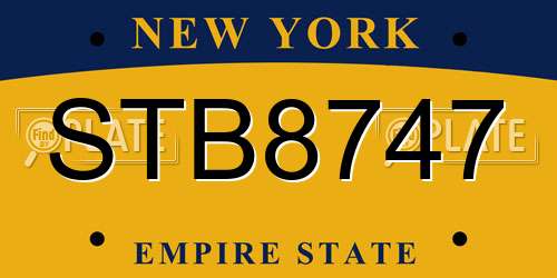 STB8747 New York License Plate