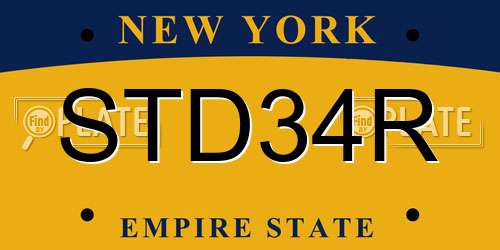 STD34R New York License Plate