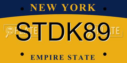 STDK89 New York License Plate