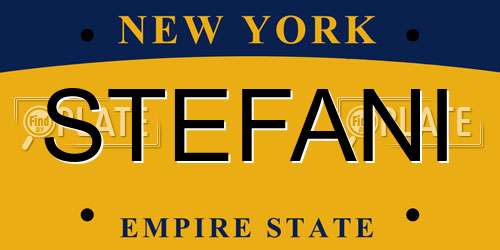 STEFANI New York License Plate