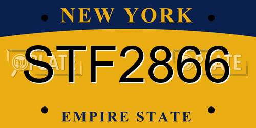STF2866 New York License Plate