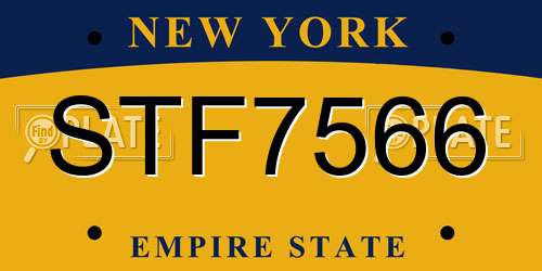 STF7566 New York License Plate