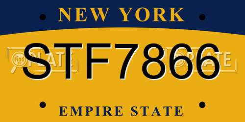 STF7866 New York License Plate