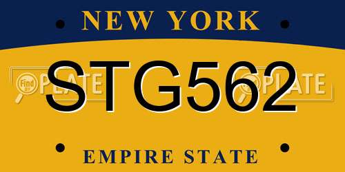 STG562 New York License Plate