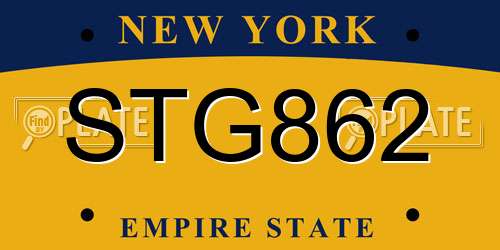 STG862 New York License Plate