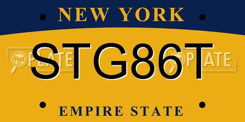 STG86T New York License Plate