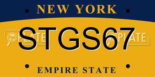 STGS67 New York License Plate