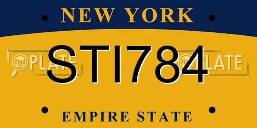 STI784 New York License Plate
