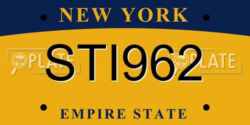 STI962 New York License Plate