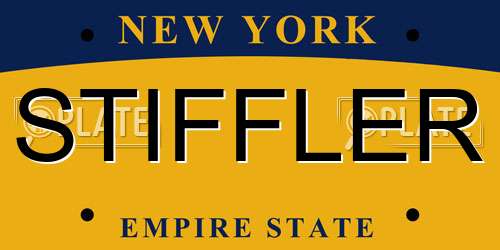 STIFFLER New York License Plate