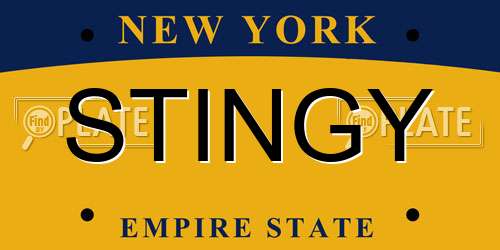 STINGY New York License Plate