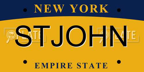 STJOHN New York License Plate