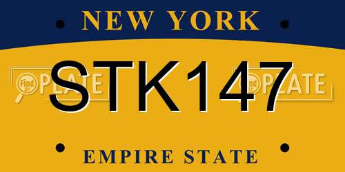 STK147 New York License Plate