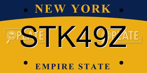 STK49Z New York License Plate
