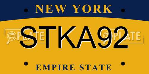 STKA92 New York License Plate
