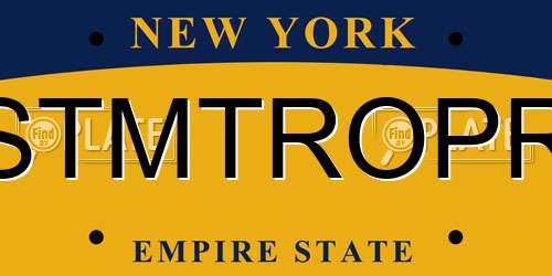 STMTROPR New York License Plate