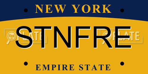 STNFRE New York License Plate