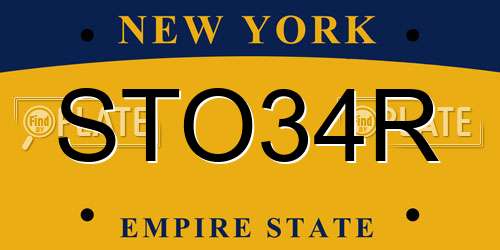 STO34R New York License Plate