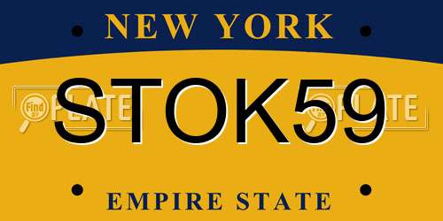 STOK59 New York License Plate