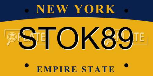 STOK89 New York License Plate