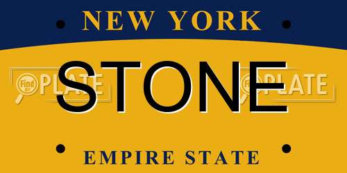 STONE New York License Plate