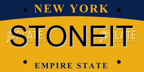 STONEIT New York License Plate