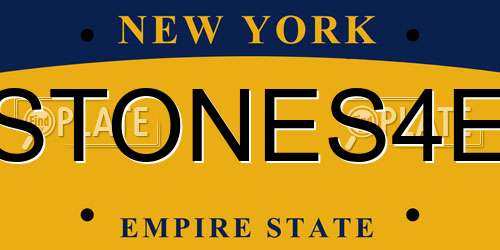 STONES4E New York License Plate