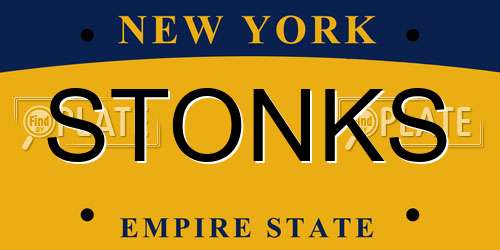 STONKS New York License Plate