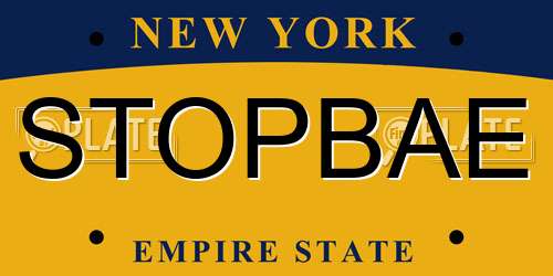 STOPBAE New York License Plate