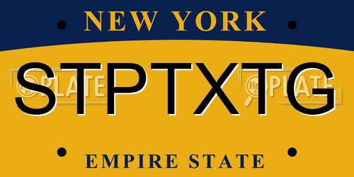 STPTXTG New York License Plate